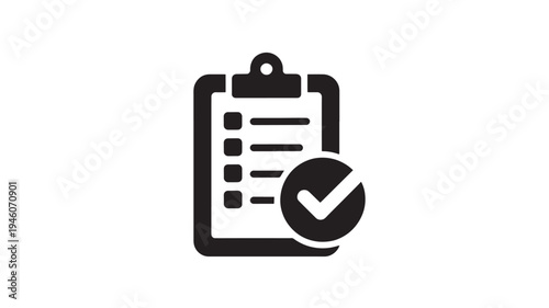 Checklist Clipboard Icon with Checkmark for Task Completion Productivity and Workflow