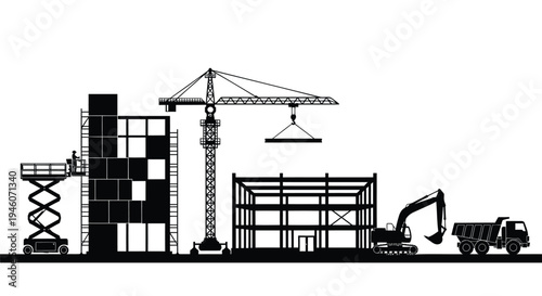 Set of construction site icons vector