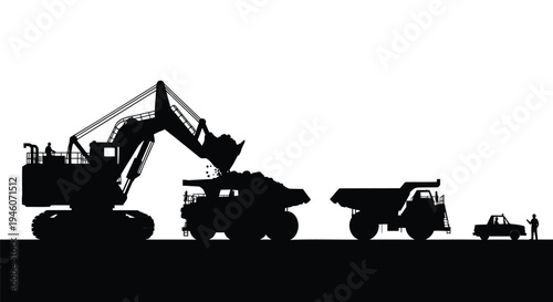 Silhouette of heavy construction equipment vector