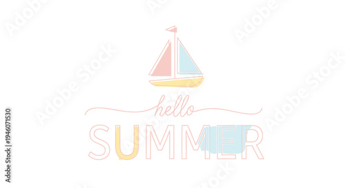 Hello Summer sailboat vector illustration