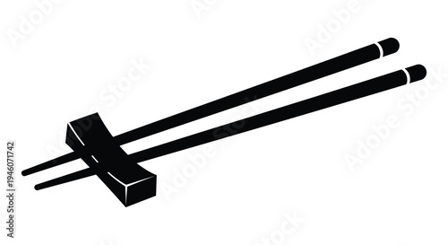 A simple black and white illustration depicting a pair of chopsticks high quality