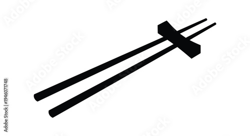 Simple black and white illustration of a pair of chopsticks with a band