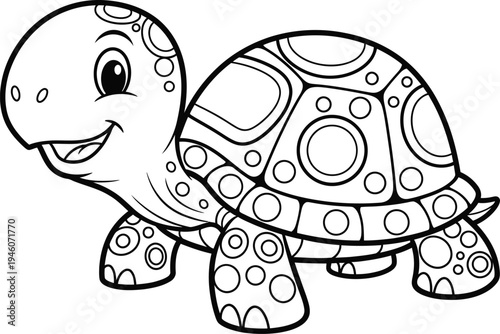 Smiling turtle silhouette coloring page