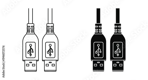 Four usb connectors are displayed two in outline and two in solid black