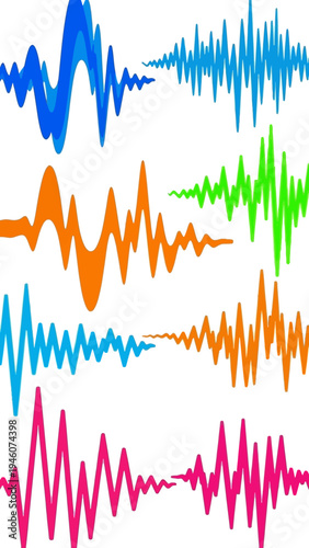 Abstract Sound Waveforms in Vibrant Colors Representing Audio Spectrum Analysis