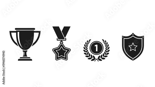 Collection of Award Icons Celebrating Achievement Victory and Recognition Graphics
