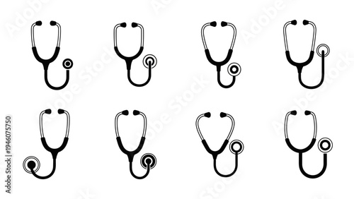 Collection of diverse stethoscope icons for medical and healthcare use