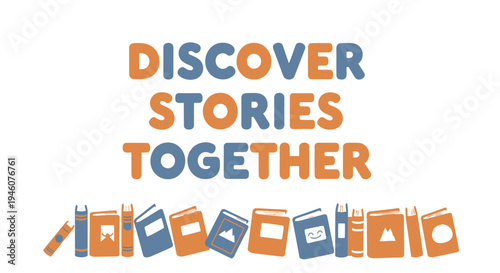 Set of 13 book icons vector, DISCOVER STORIES TOGETHER