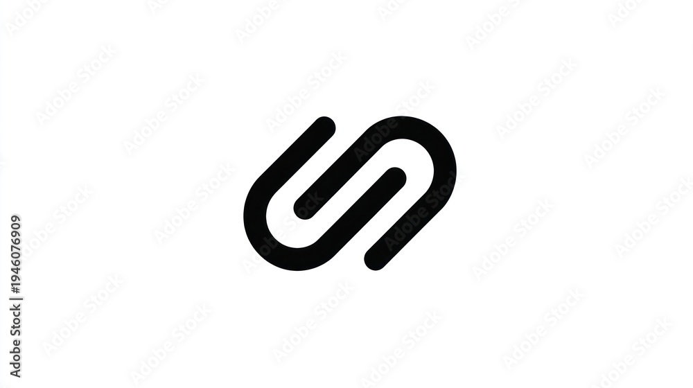 Obraz premium Interlocking shapes create an abstract loop-like symbol against a white backdrop