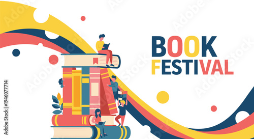 Vector illustration of book festival colorful icon
