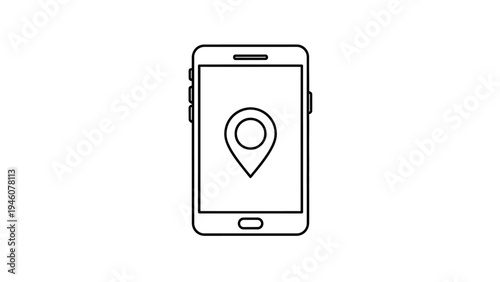 Smartphone icon displaying a location pin symbol on a white background vector illustration