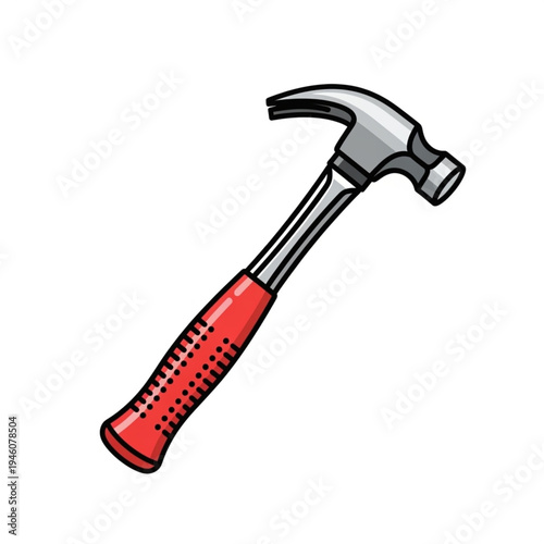 A professional carpenter uses a metal claw hammer and screwdriver to drive a steel nail into a home repair project, showing essential construction tools isolated on white for DIY improvement