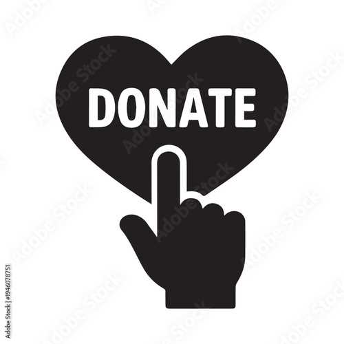 Heart Shaped Donate Icon Vector, Online Donate Button icon hand, donation button, donate money online icon, donation icon, donate Heart Charity symbol, donate fundraising button logo, 