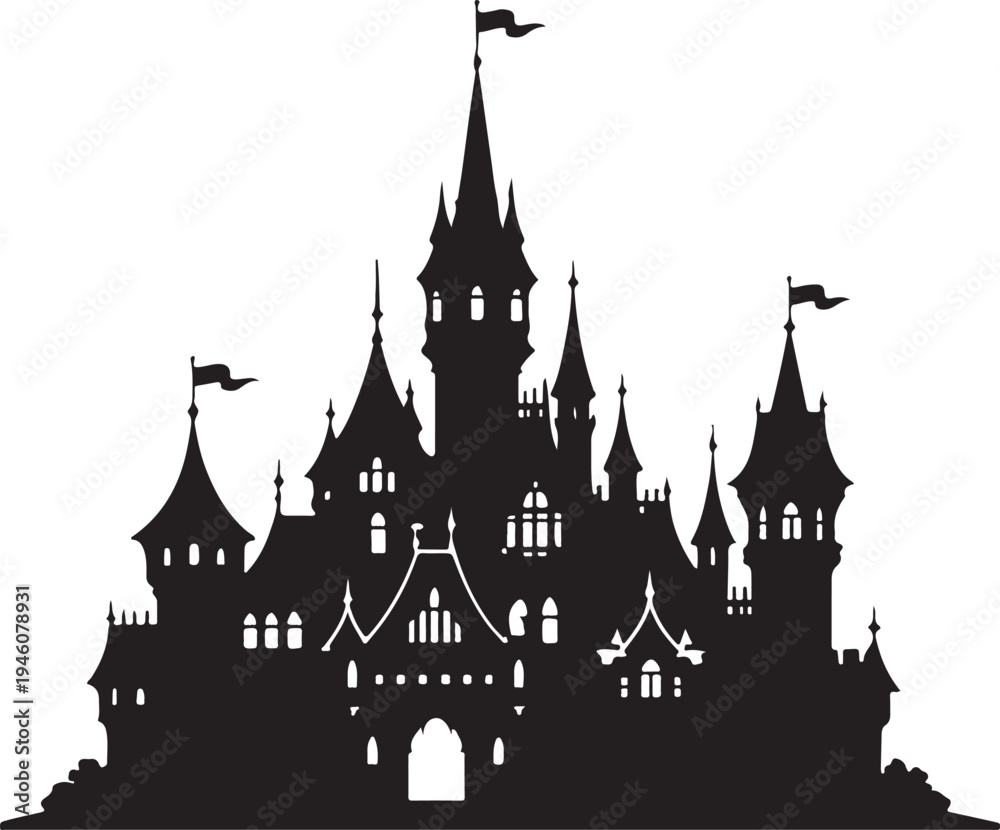 Obraz premium Victorian castle silhouette Vector