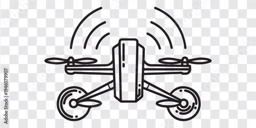 Drone technology illustration quadcopter with four rotors flying motion signal waves