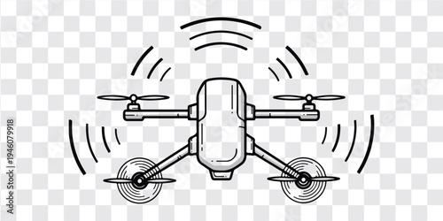 Drone technology illustration quadcopter with four rotors flying wireless communication concept
