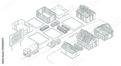 Set of isometric city infrastructure vector illustration
