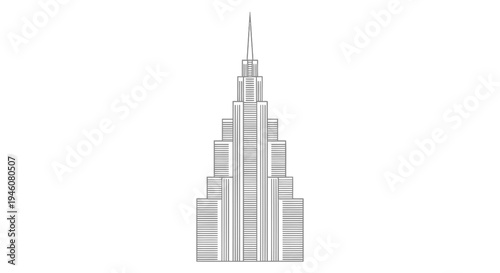 Vector illustration of gray skyscraper building