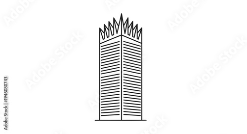 Vector illustration of a burning skyscraper building