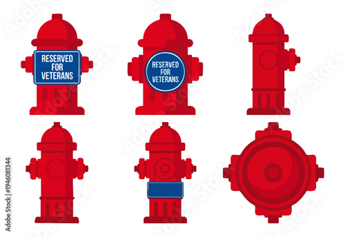 Fire Hydrant A bright red hydrant with a Reserved for Veterans sig  Flat Vector Illustration on Transparent Background