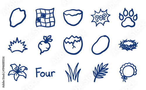 Hand-drawn organic nature and rustic lifestyle elements for branding. Naive marker sketch illustrations featuring flora, fauna, and cozy domestic concepts.