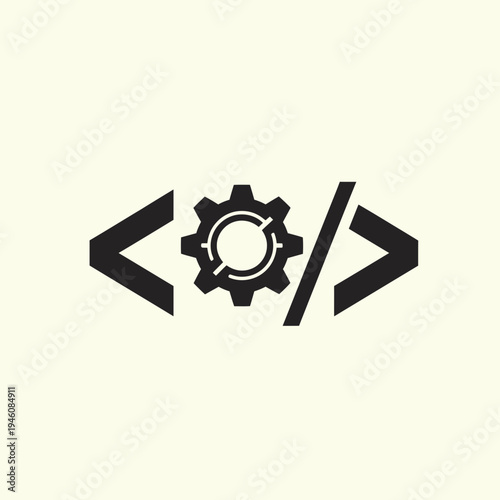 Coding and development concept with gear icon.