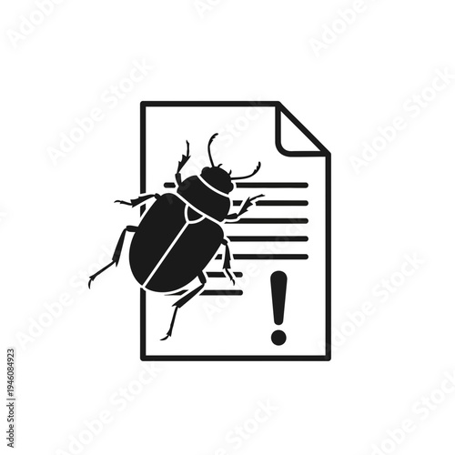 Black bug on document icon.