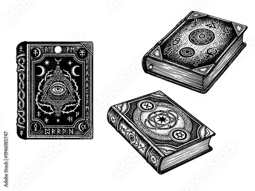Occult Book Of Shadows Engraving Illustration