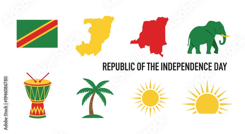 Graphic elements representing the Republic of the Congo Independence Day