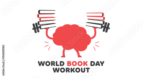 World Book Day Workout vector illustration