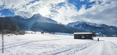 Wallpaper Mural Beautiful winter panorama with a hiking trail near Bramberg am Wildkogel in the Salzburg region of Austria. Torontodigital.ca