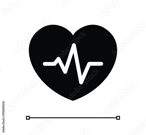 Heartbeat Pulse Glyph Solid Icon