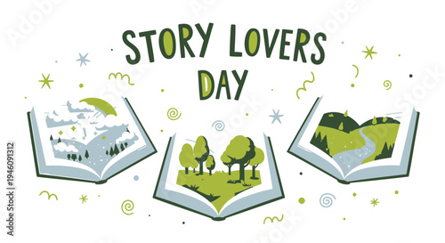 Set of 3 Story Lovers Day vector illustrations