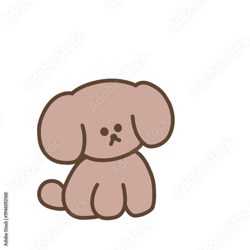 ちょこんと座っている犬
