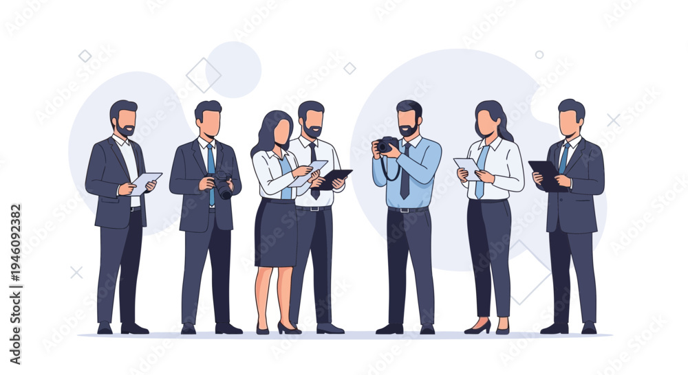 Obraz premium Diverse business team collaborating, one person taking photo, modern office setting