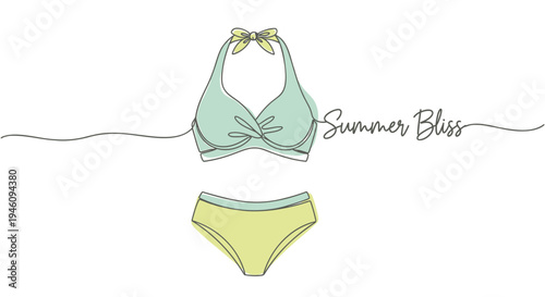 Vector illustration of green bikini and yellow bottoms