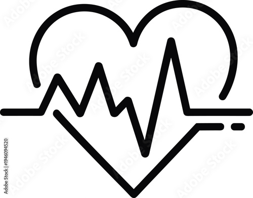 heart pulse icon, heartbeat cardiogram line symbol, medical health monitoring vector, heart rate outline icon, healthcare pulse illustration
