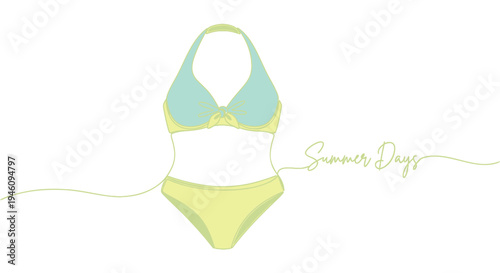 Vector bikini illustration with Summer Days text