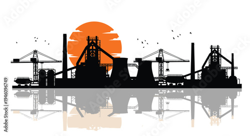 Industrial harbor silhouette vector