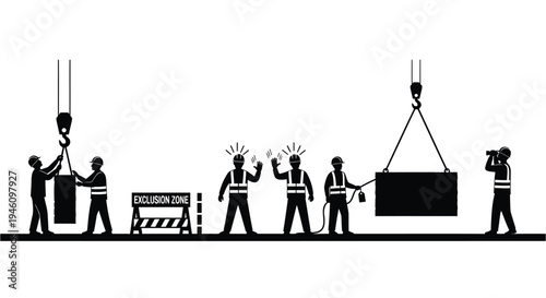 Set of 6 construction workers vector icons