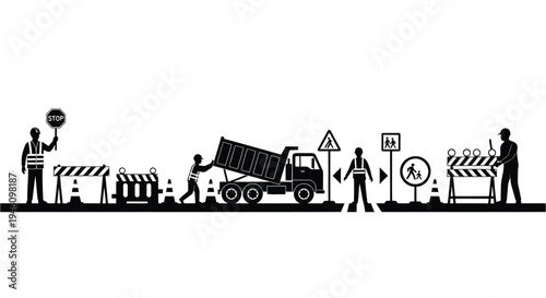 Set of 8 construction site icons vector