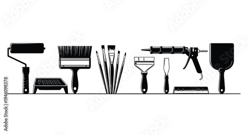 Set of 8 painting tools icons vector