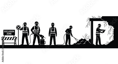 Set of 5 construction workers vector icons