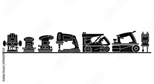 Set of 6 industrial construction machines vector icons