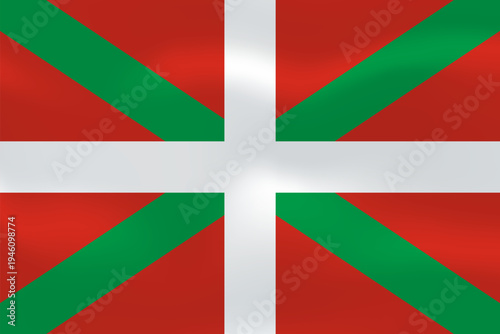 Basque Country flag with wavy silk effect. Vector flag symbolizing national pride, identity, heritage, patriotism and authority. Spanish-French border region, Bay of Biscay coast