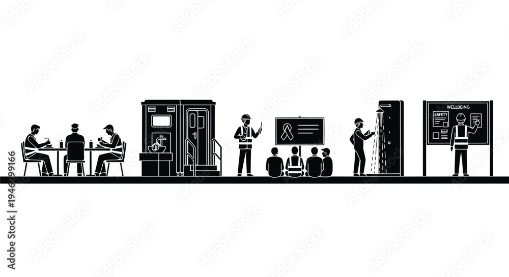 Naklejka premium Set of 8 office people working vector icons