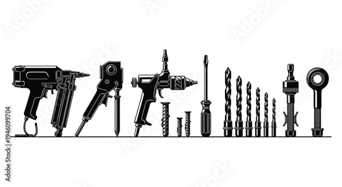 Set of 16 power tool and drill icons vector