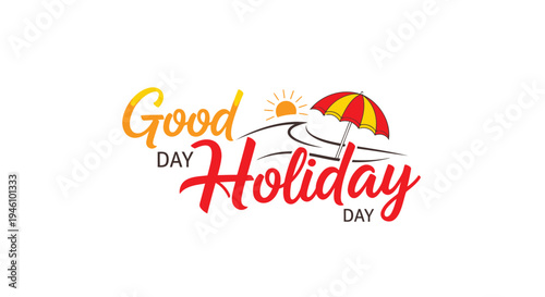 Vector holiday logo with umbrella and sun