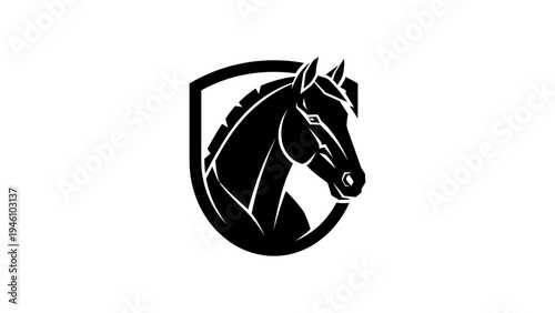 Horse silhouette emblem in bold monochrome design for equestrian themes