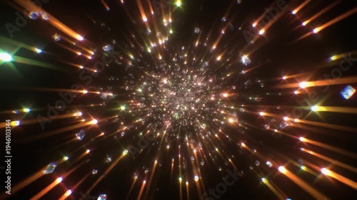 Abstract Starburst of Glowing Crystals Generative AI